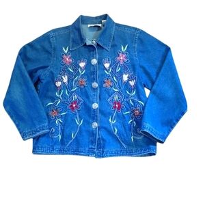 KEREN HART Embroidered denim Grandma Core  jacket Large